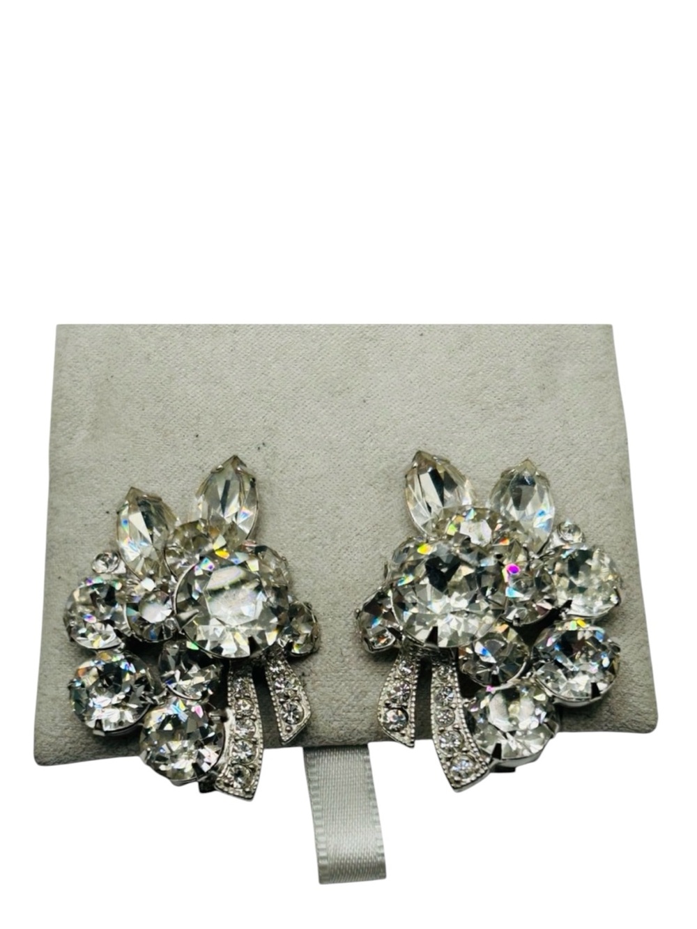 Vintage Eisenberg Dentelle Rhinestone Clip Earrings